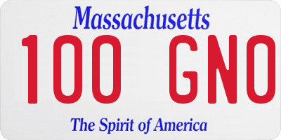 MA license plate 100GN0