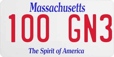 MA license plate 100GN3
