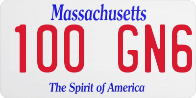 MA license plate 100GN6