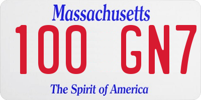 MA license plate 100GN7