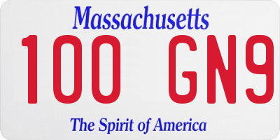 MA license plate 100GN9