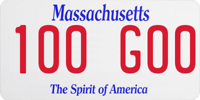 MA license plate 100GO0
