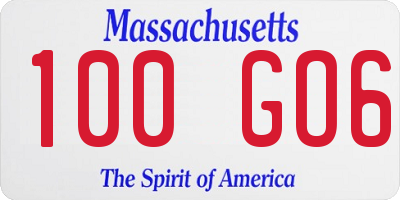 MA license plate 100GO6