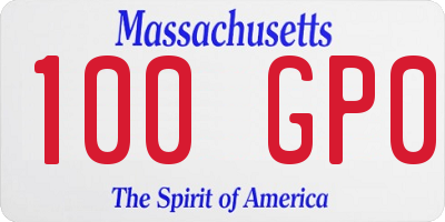 MA license plate 100GP0