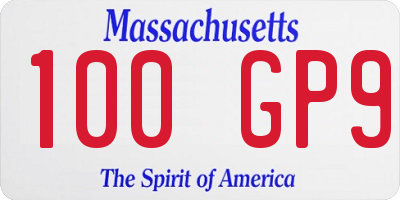 MA license plate 100GP9