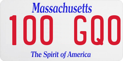 MA license plate 100GQ0