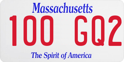 MA license plate 100GQ2