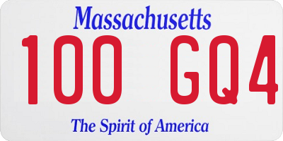 MA license plate 100GQ4