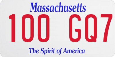 MA license plate 100GQ7