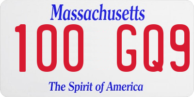 MA license plate 100GQ9