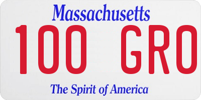 MA license plate 100GR0