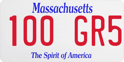 MA license plate 100GR5