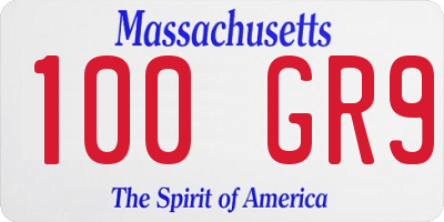 MA license plate 100GR9