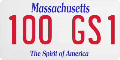 MA license plate 100GS1