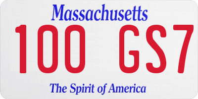 MA license plate 100GS7