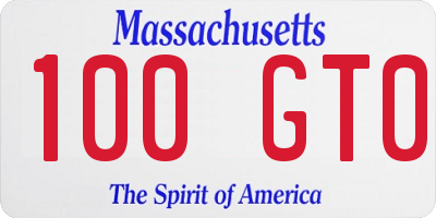 MA license plate 100GT0