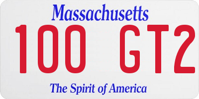 MA license plate 100GT2