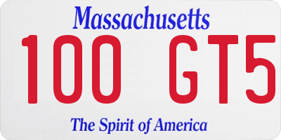 MA license plate 100GT5