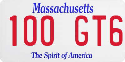 MA license plate 100GT6