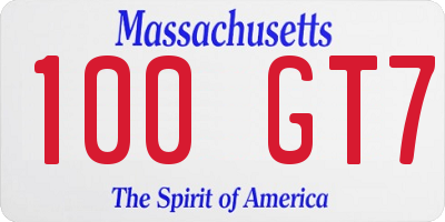 MA license plate 100GT7