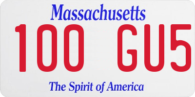 MA license plate 100GU5