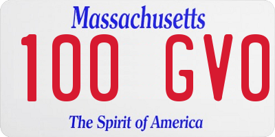 MA license plate 100GV0