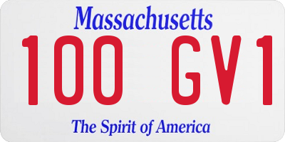 MA license plate 100GV1