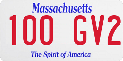 MA license plate 100GV2