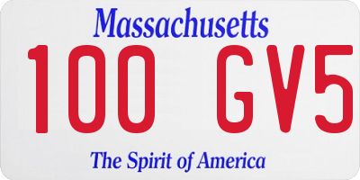 MA license plate 100GV5