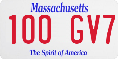 MA license plate 100GV7