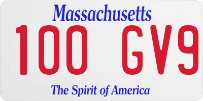 MA license plate 100GV9