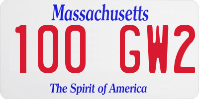 MA license plate 100GW2