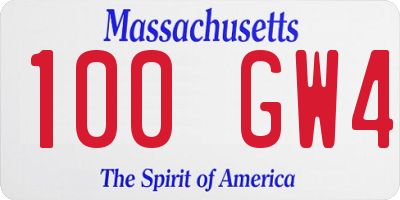 MA license plate 100GW4