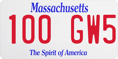 MA license plate 100GW5