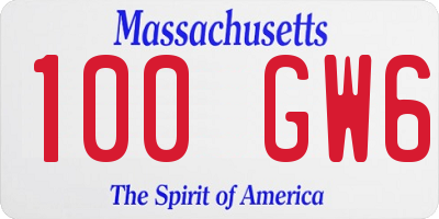 MA license plate 100GW6