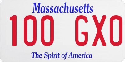 MA license plate 100GX0