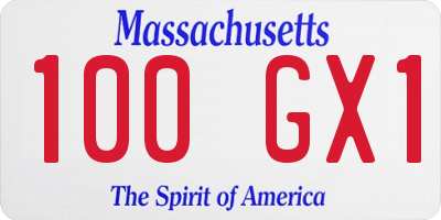 MA license plate 100GX1