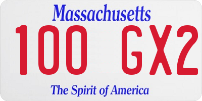 MA license plate 100GX2