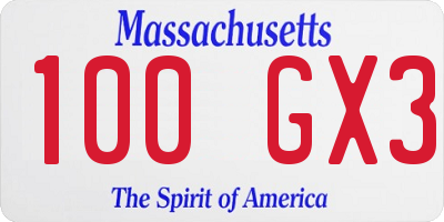 MA license plate 100GX3