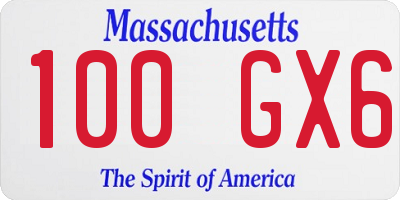 MA license plate 100GX6