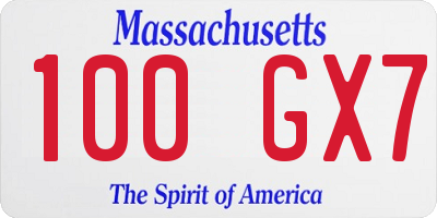 MA license plate 100GX7