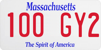 MA license plate 100GY2