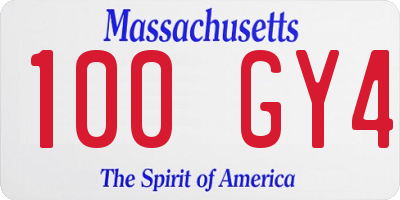 MA license plate 100GY4