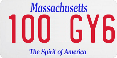 MA license plate 100GY6