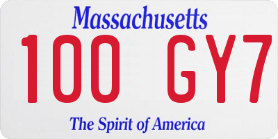 MA license plate 100GY7