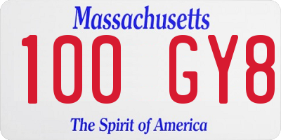 MA license plate 100GY8