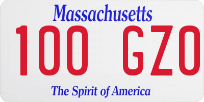 MA license plate 100GZ0