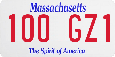 MA license plate 100GZ1