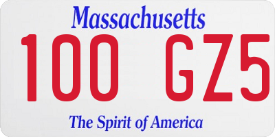 MA license plate 100GZ5