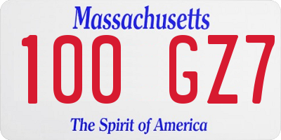 MA license plate 100GZ7